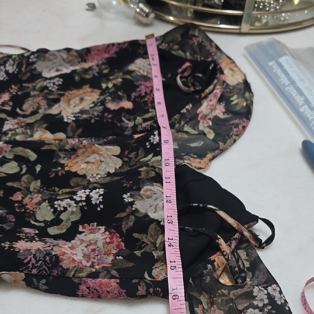 Bailey 44 Black Floral Ruffle Slip Mini Dress - Picture 4 of 6